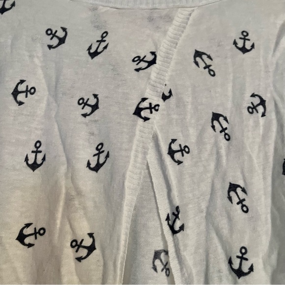 Saks 5th Ave Red navy & white open-back anchor print lightweight summer sweater - Picture 3 of 6